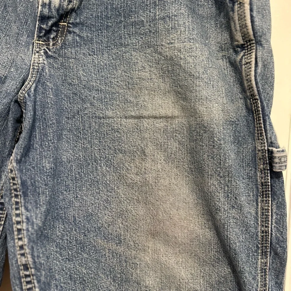 VTG Y2K Mens Sz:36L Lee Dungarees Jorts light Wash Carpenter Cargo Denim Shorts